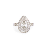 1.90 Carats Pear Diamonds Platinum 18 Carats White Gold Ring